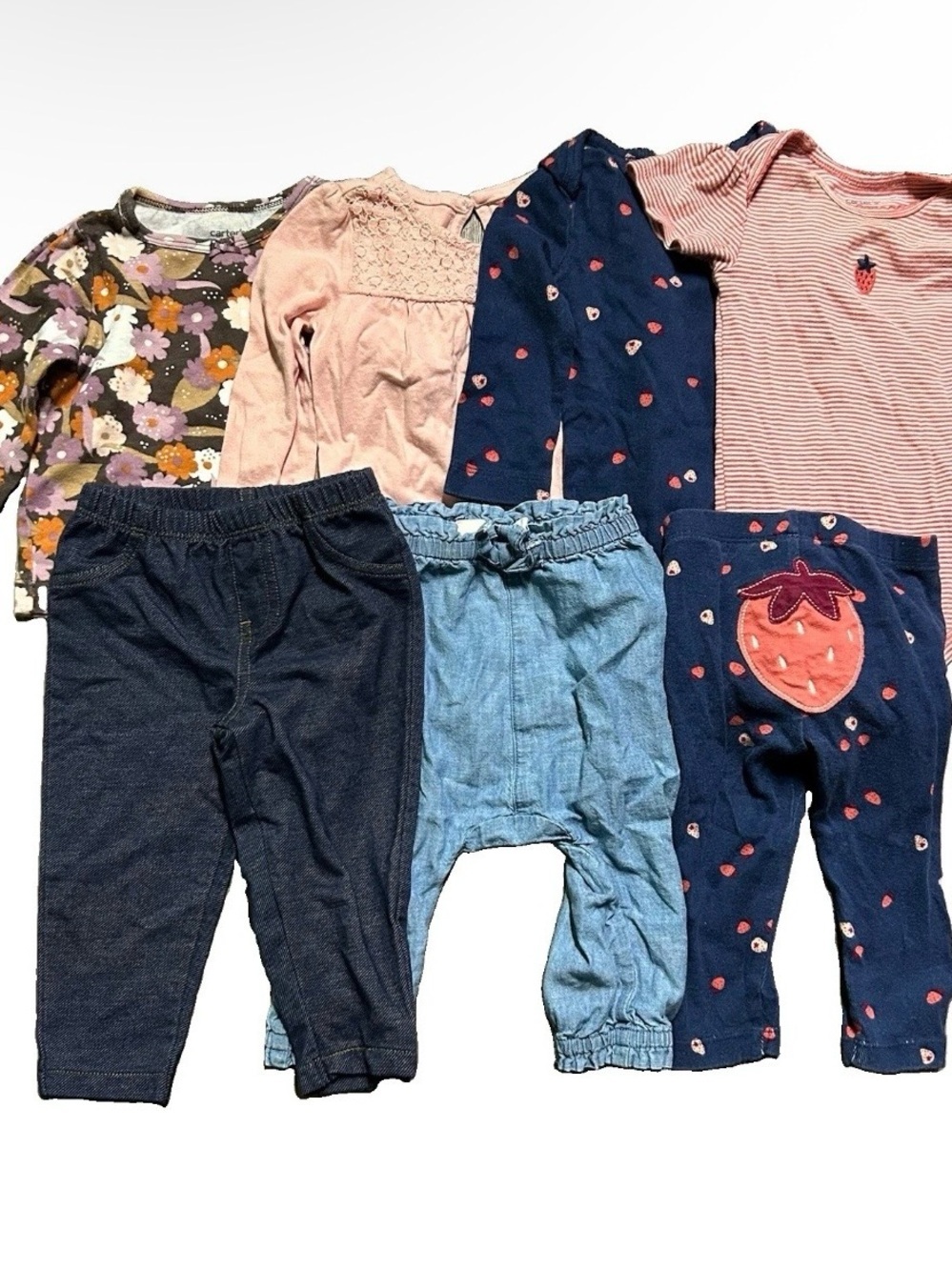 Baby Girl Winter Clothing Long Sleeve Pants Strawberries Size 6-9 Months